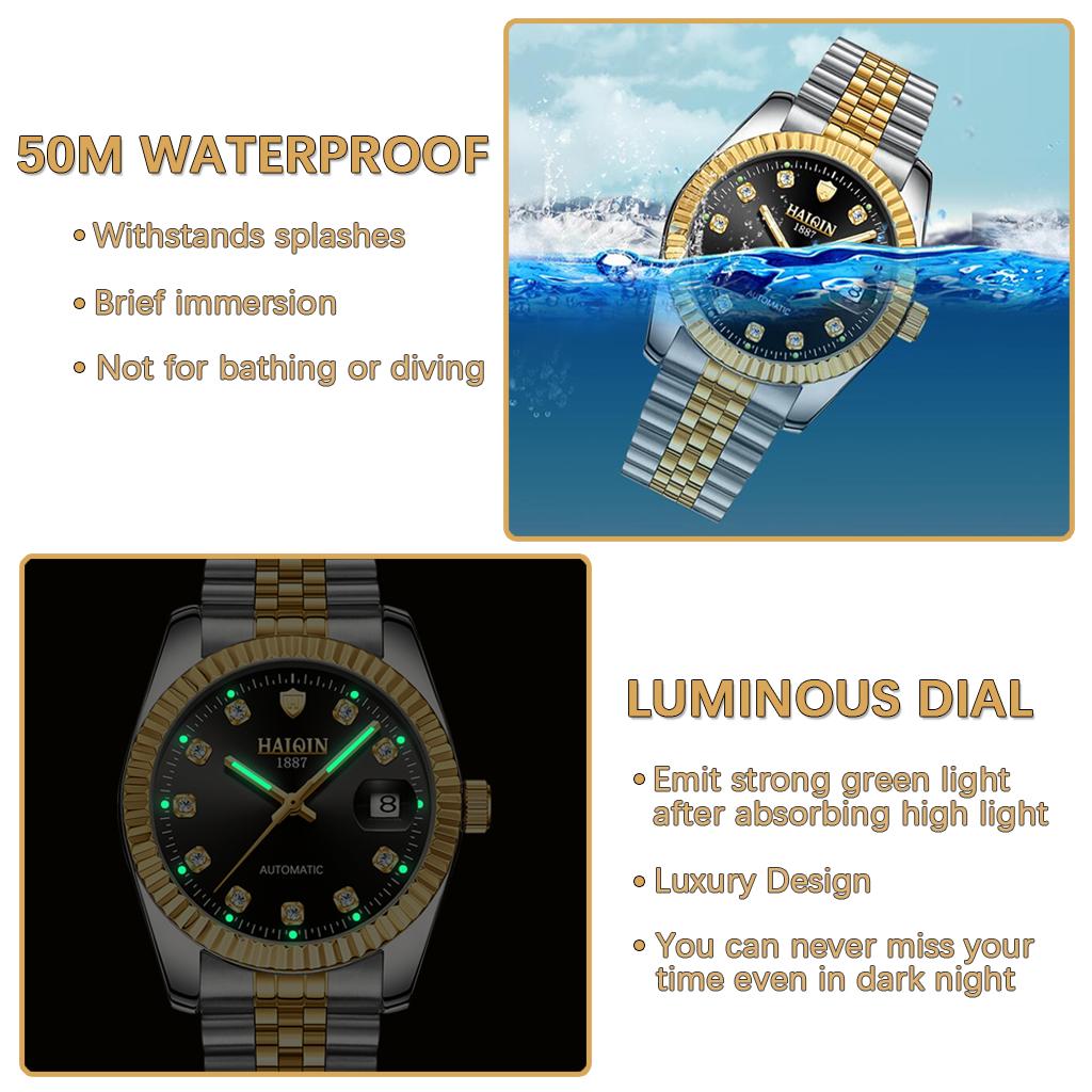 HAIQIN Orologi da uomo Orologio meccanico automatico di lusso da