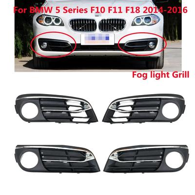 Pair Front Bumper Fog Light Chrome Grill Grille Trim Panel For BMW F10 F11 F18 525d 528i 535i 2014-2016 51117331737 51117417785