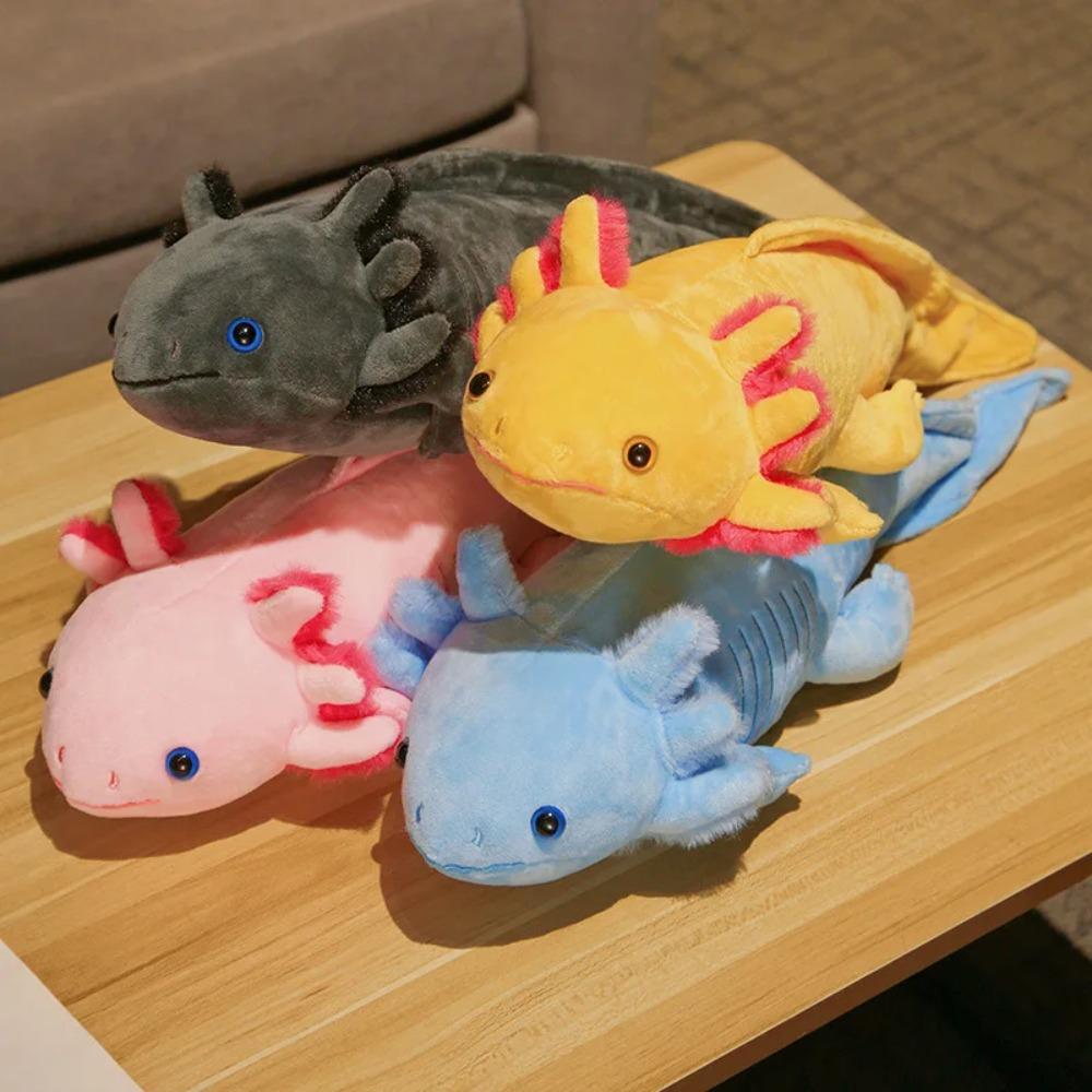 23-80cm Kawaii Colorful Newt Salamander Plush Toy Stuffed Soft Pillows Room Sofa Cushion Cute Axolotl Doll Keychain Pendant Gift
