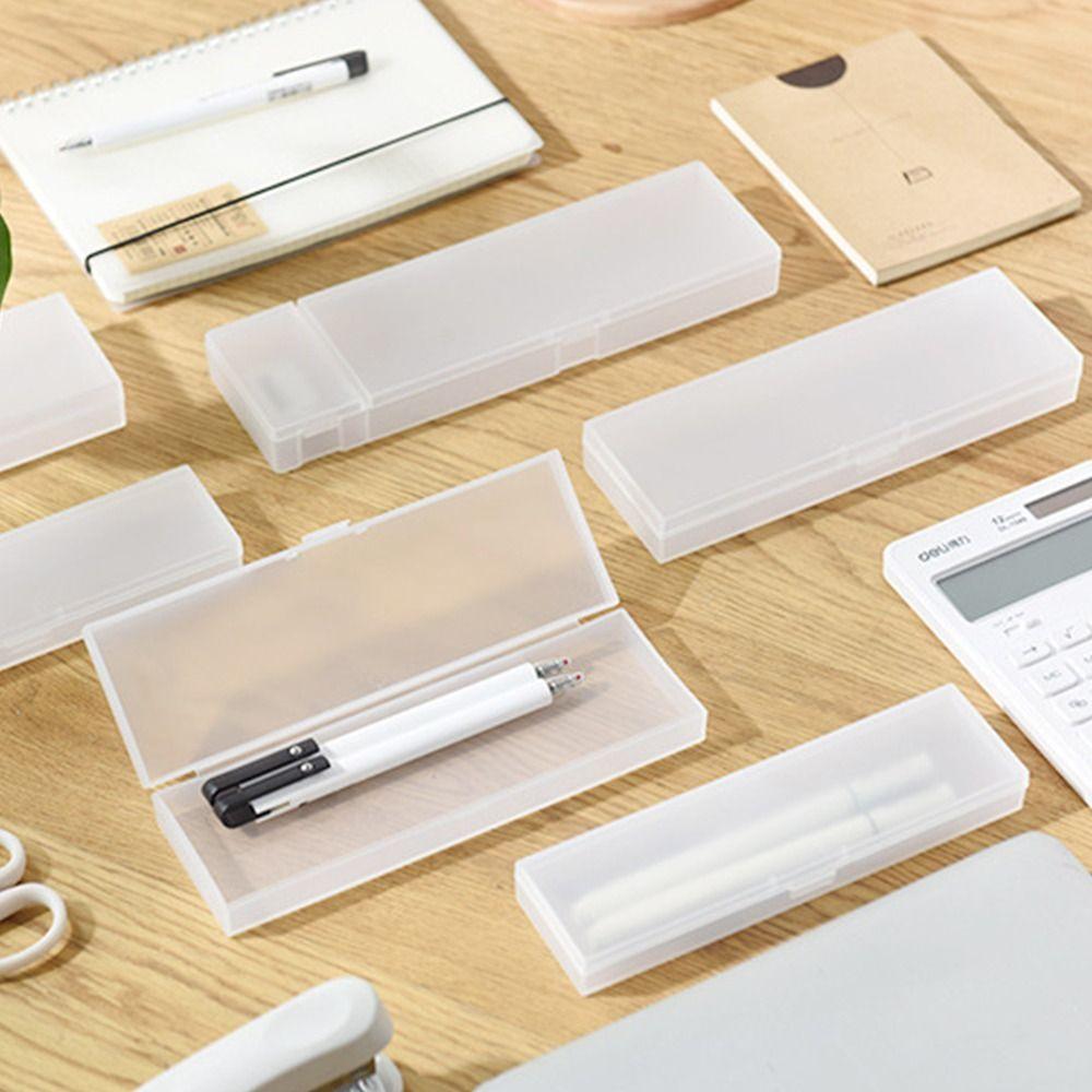 High Quality Gift Plastic Pencil Case Frosted Translucent Stationery Storage Box S/M/L Multifunctional Stationery Case Students