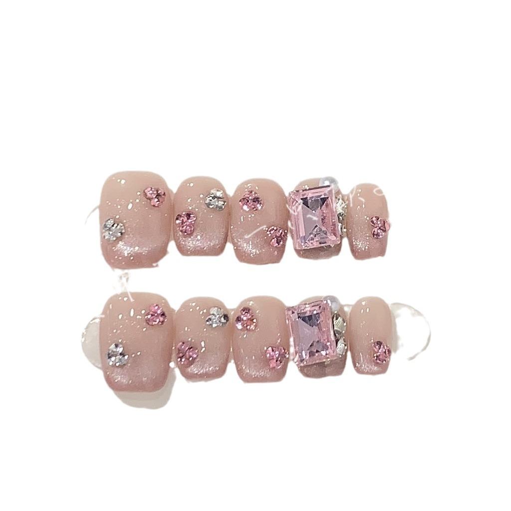 Daily Nude Smile French Cat Eye K9 Square Drill Peach