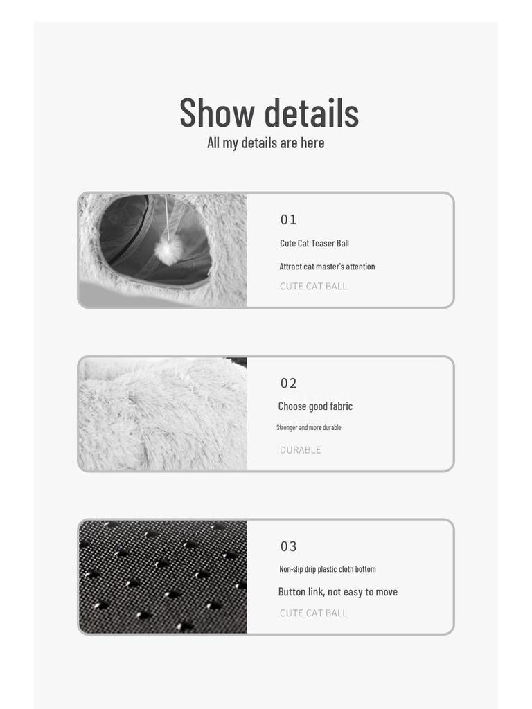 Foldable Plush Cat Tunnel Bed – All-Season Warm Nest for Kittens