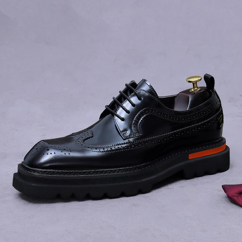 Vīriešu Brogue Platformas Oxford Apavi Genuine