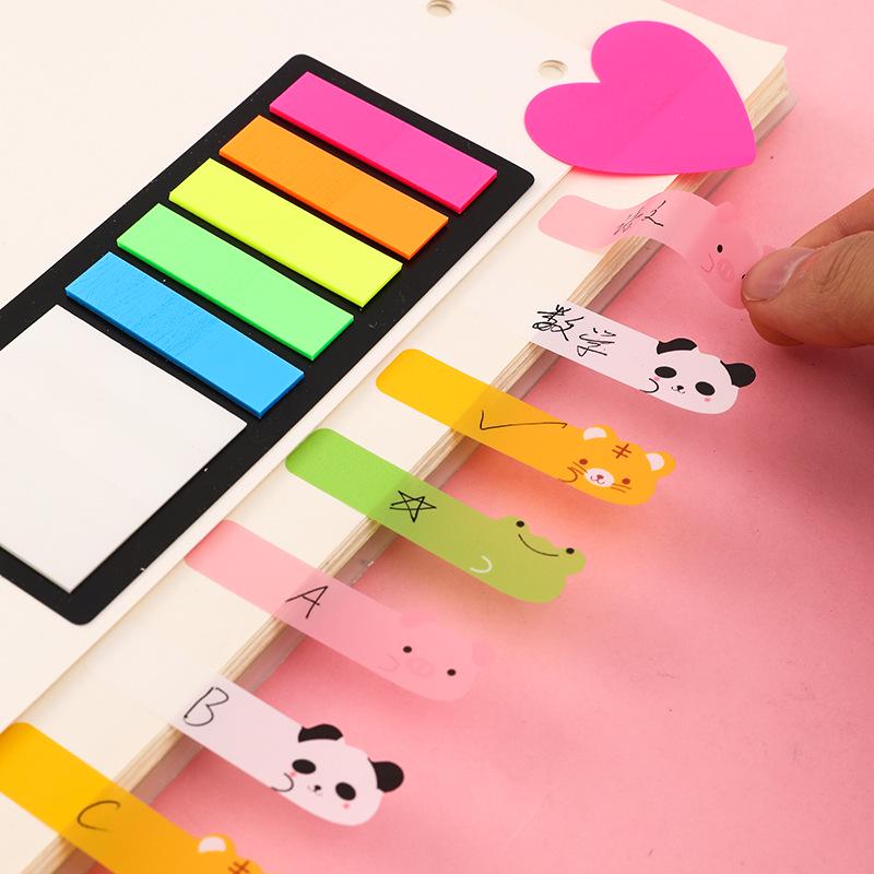 Colorful Fluorescent Index Stickers: Cute, Removable, Transparent Labels for Students