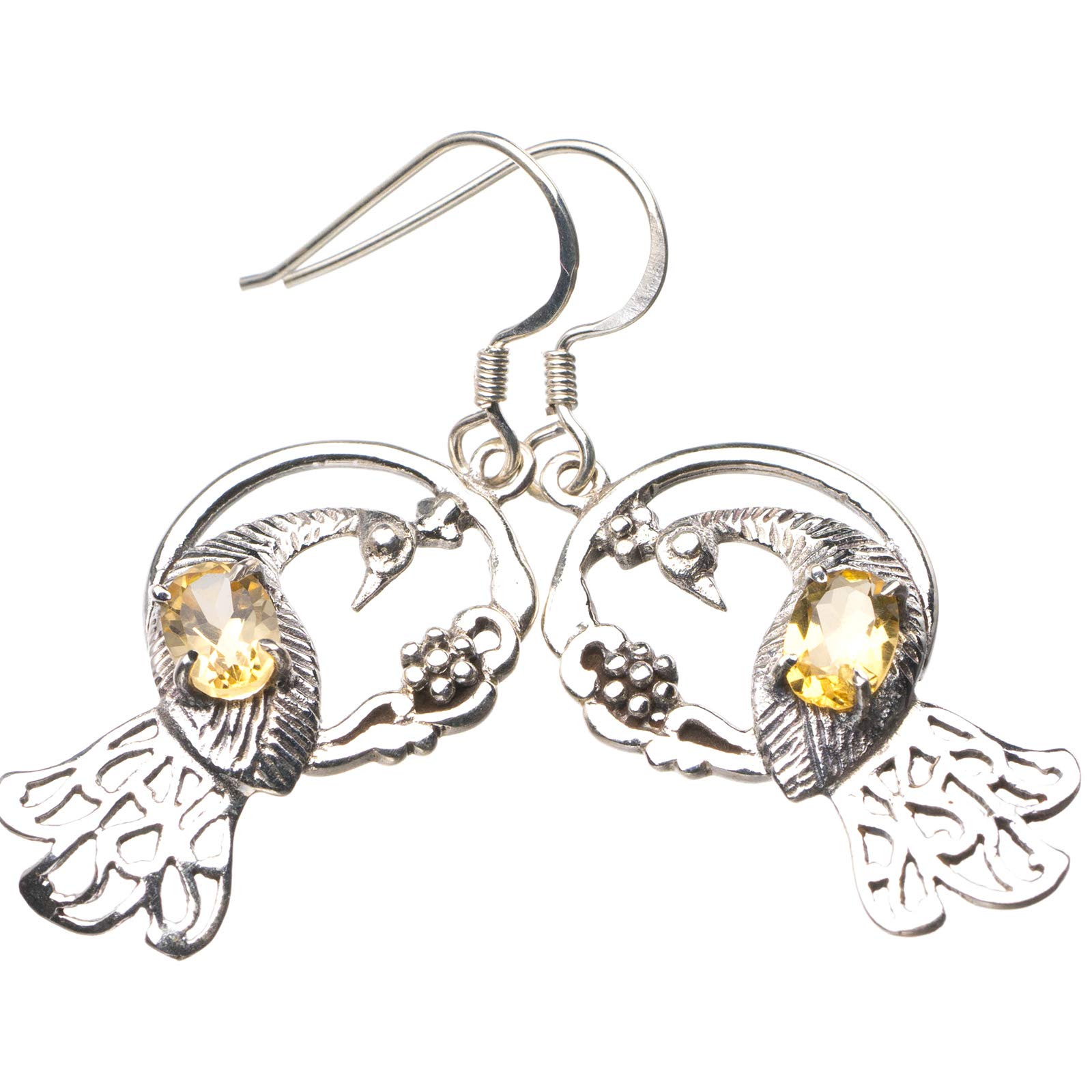 

StarGems® Natural Citrine Peacock Handmade 925 Sterling Silver Earrings 1.75 E0586