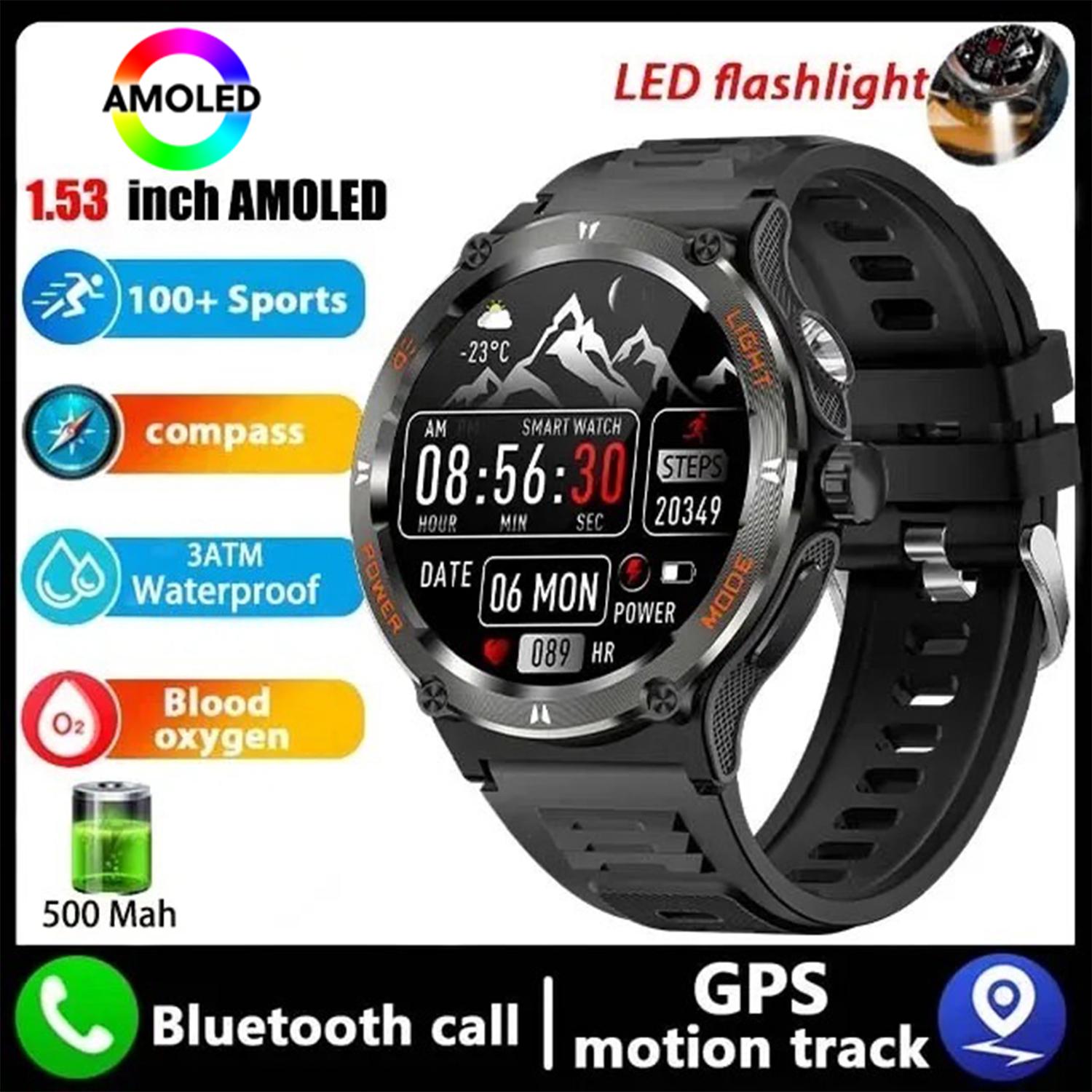 New Men s Smart Watch Compass Sports 3ATM Waterproof Smartwatch Health Monitoring Bluetooth Call 500Mah LED Smart Watche 2025 Official Sales