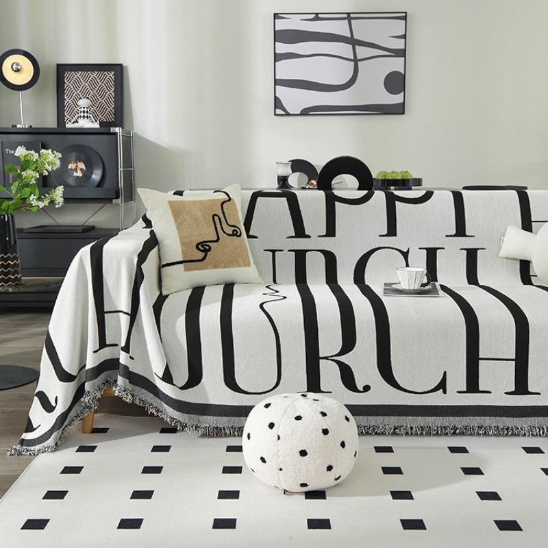 Chenille Sofa Throw Blanket Ins Style Sofa Cover with Tassel Four Season Couch Towel All-all-inclusive Dust Covers Blanekets