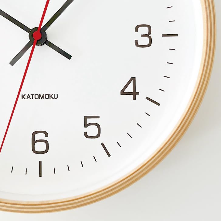 KATOMOKU kryssfinerklokke 4 km-44NA veggklokke kontinuerlig sekundviser diameter 25,2 cm (kvarts klokke)