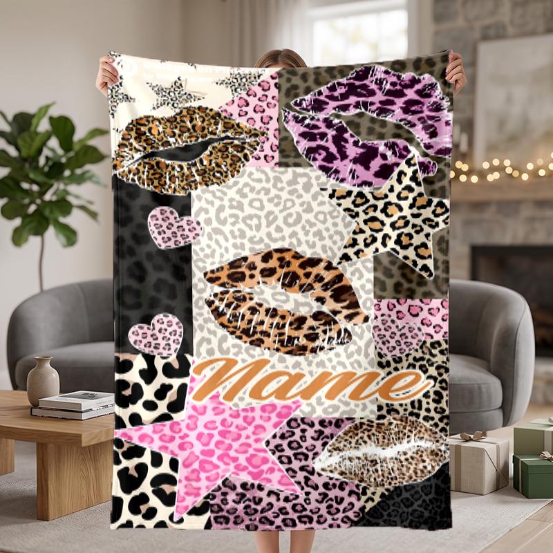 Trendy Leopard Print Custom Flannel Blankets Soft Warm Cozy Throws for Home Decor Holiday Gifts
