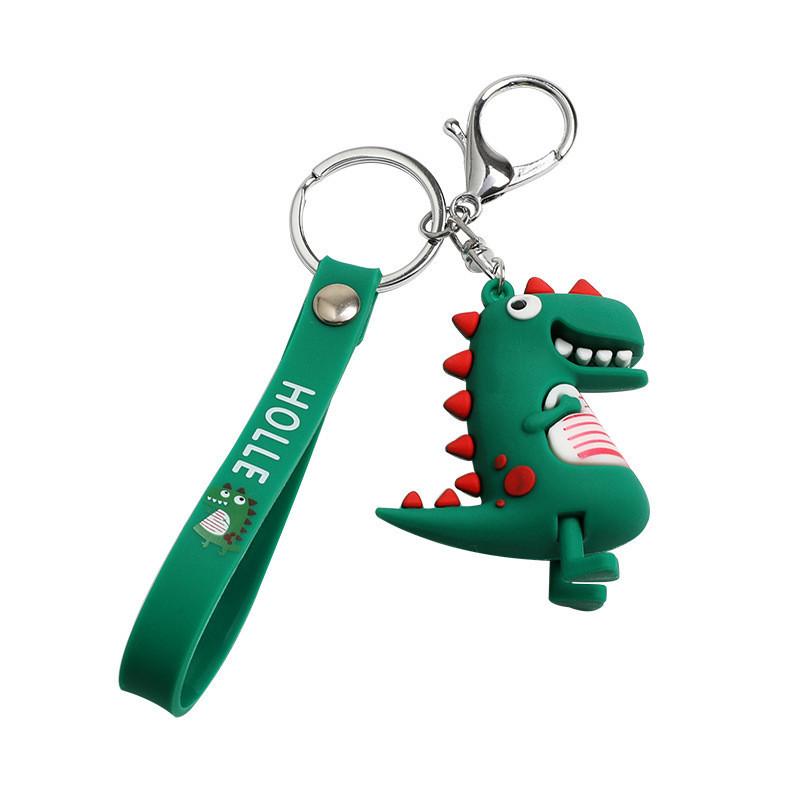 Cute Cartoon Dinosaur Rubber Keychain Adorable Car Bag Charm For Women