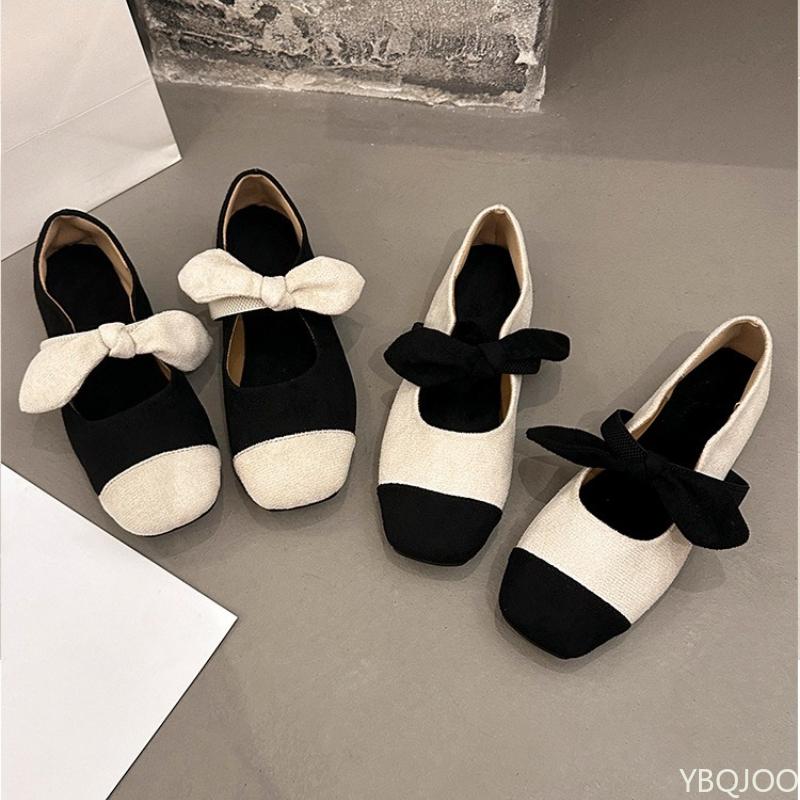 Fashion New Casual Lazy Shoes for Spring Summer Light Mouth Square Bow Versatile Simple Comfortable Lightweight Daily Single Shoe