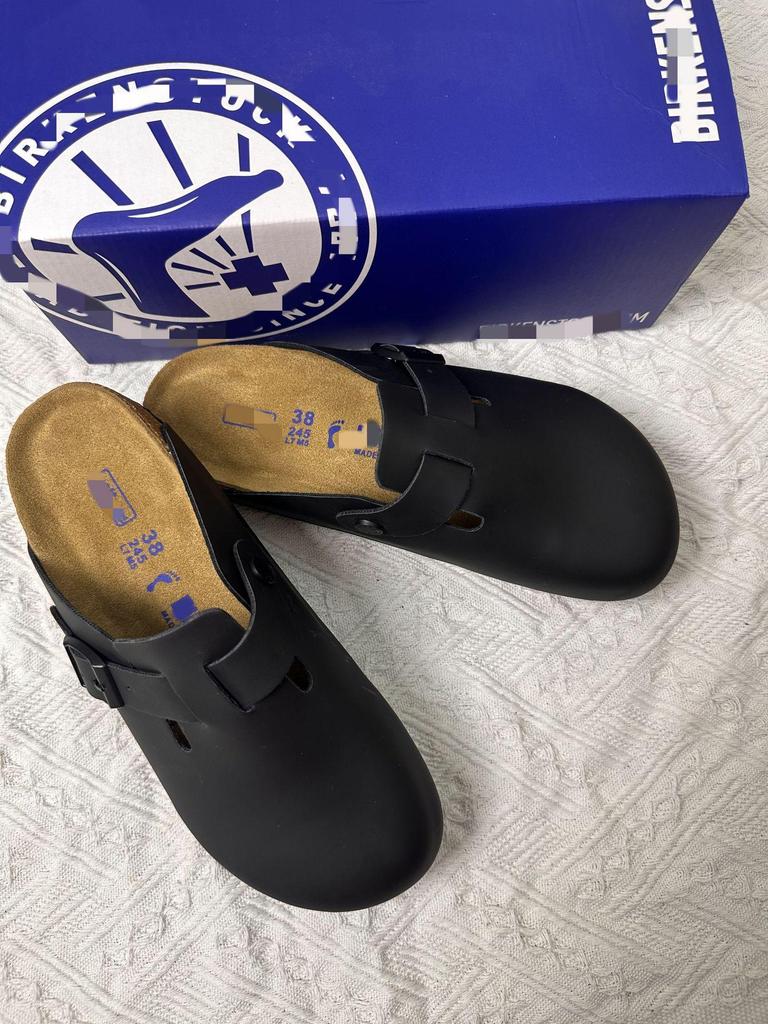 BK Half-Covered Genuine Leather Unisex Slippers with Cork Toe Cap - Versatile Casual Outdoor Wear by Birkenstock