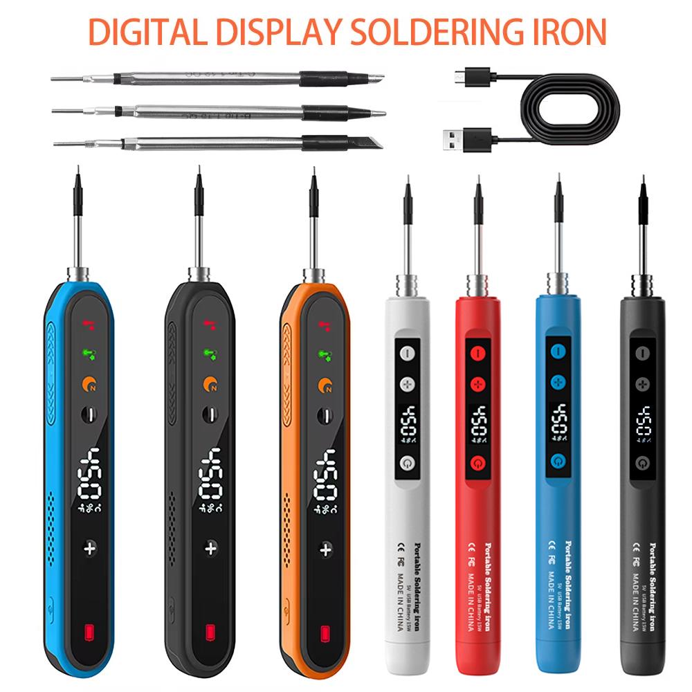 USB Smart Soldering Iron Temperature Adjustable Type-C Wireless Mini Welding Pen 181-111℃ Fast Heating Soldering Tip DIY Welding