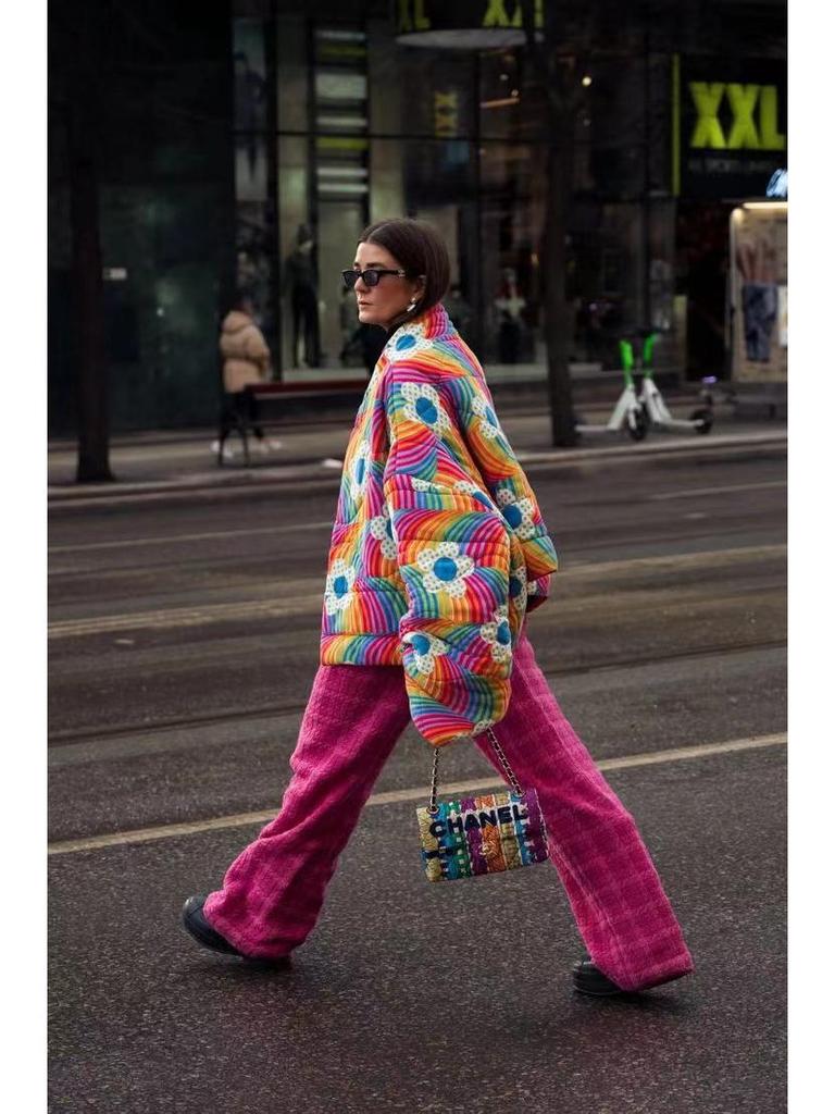 Rainbow Floral Quilted Jacket: Autumn & Winter Collection