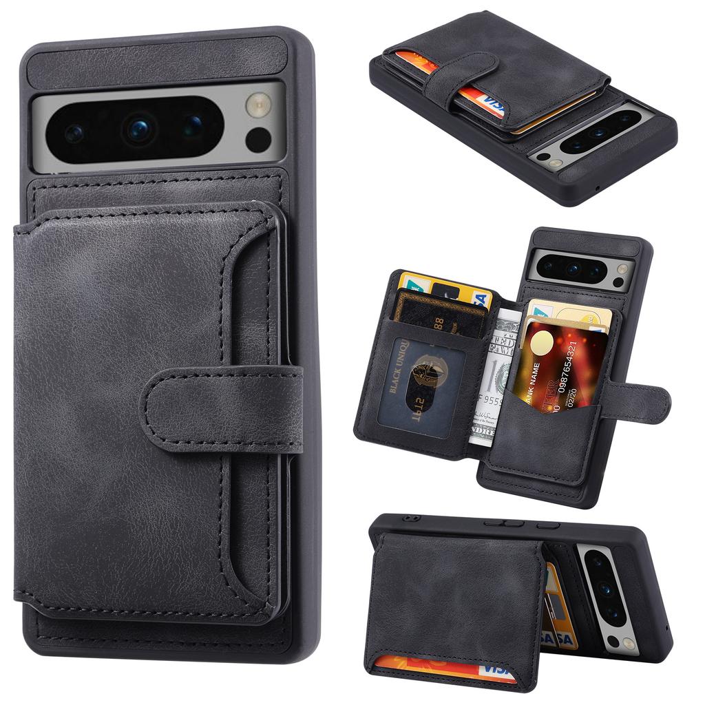 For Google Pixel 8 Pro RFID Blocking Wallet Case PU Leather Coated TPU Phone Kickstand Cover
