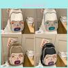 Casual Backpack For Girls With Cartoon Birthday Hat Cat Print And Pendant