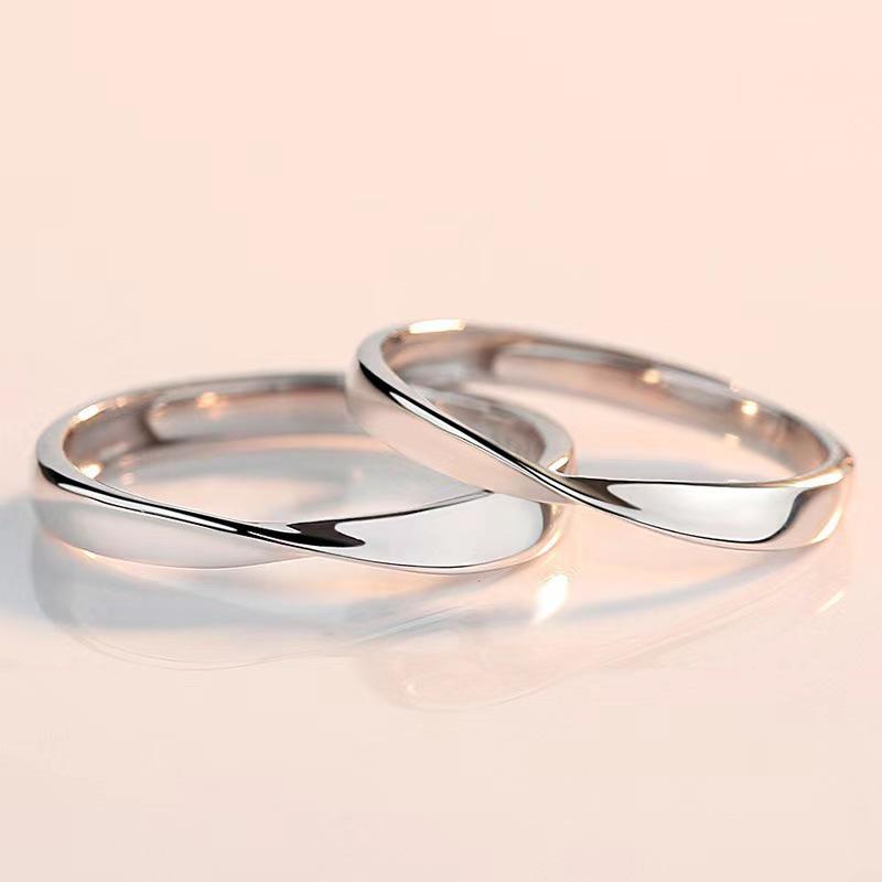 Korean Style Zircon Couple Rings: Elegant, Versatile, Adjustable Crown Design for Men and Women