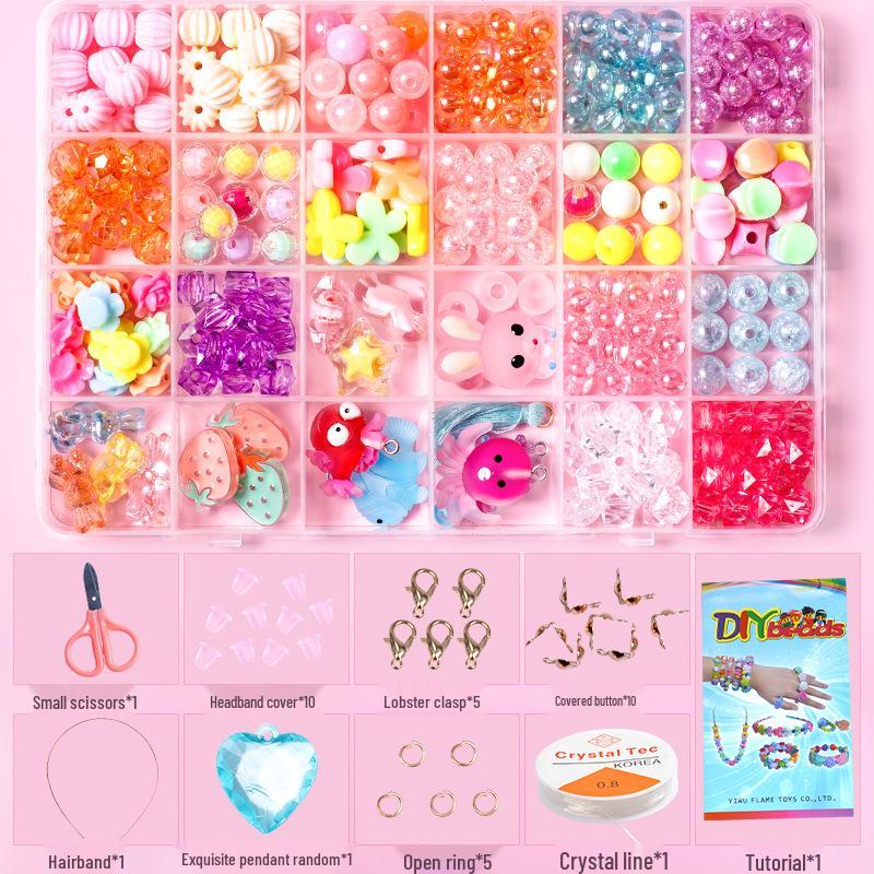 24-Grid DIY Stringing Beads Kit for Kids - Bracelet & Necklace Crafts