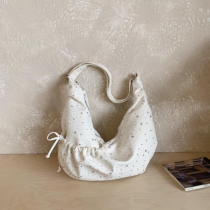 Cute Star Hobos Shoulder Bags for Women Vintage Large Capacity Female Lightweight Underarm Bag Drawstring Design Crossbody Bag