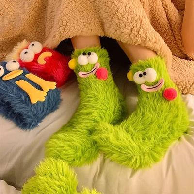Calzini soffici cartoni animati Kawaii per donna uomo modello carino pile femminile calzini divertenti caldi sfocati regalo per dormire a casa Tiktok