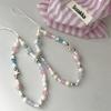 Korean Cute Pink Love Heart Star Beaded Phone Chain For iPhone Camera Accessories Hanging Rope Anti-Loss Lanyard Hanging Jewelry