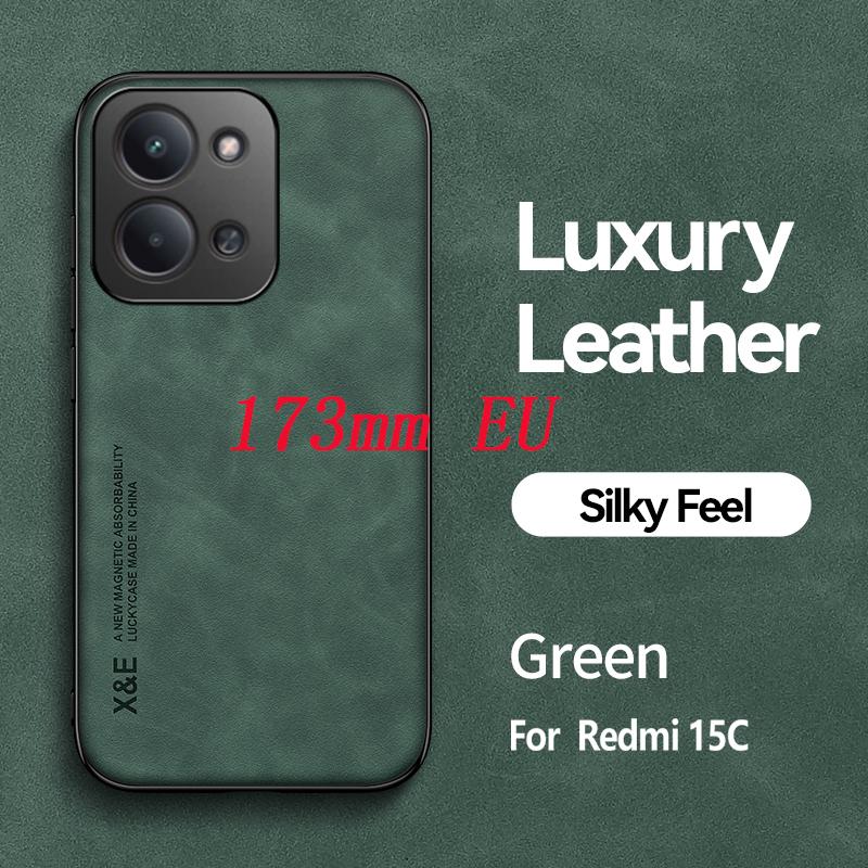 

Чохол з овечої шкіри Light Luxury для Redmi 15C 4G 5G 173мм Європейська версія з магнітною фіксацією Чохол для телефону Redmi 15C зелений