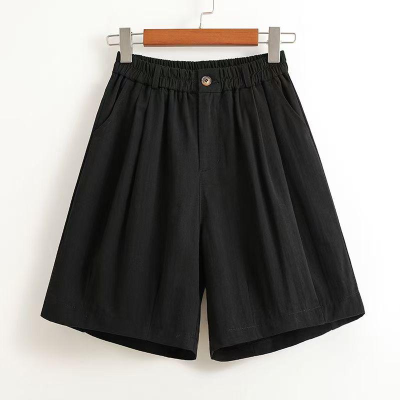 

Plus Size Women s Summer Wide-Leg Cropped A-Line Shorts 2XL чорний