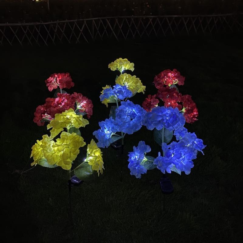 Hydrangea Rose Flower Solar Led Light Outdoor Garden Lawn Lamps for Garden and Vegetable Patch Country House Decoration