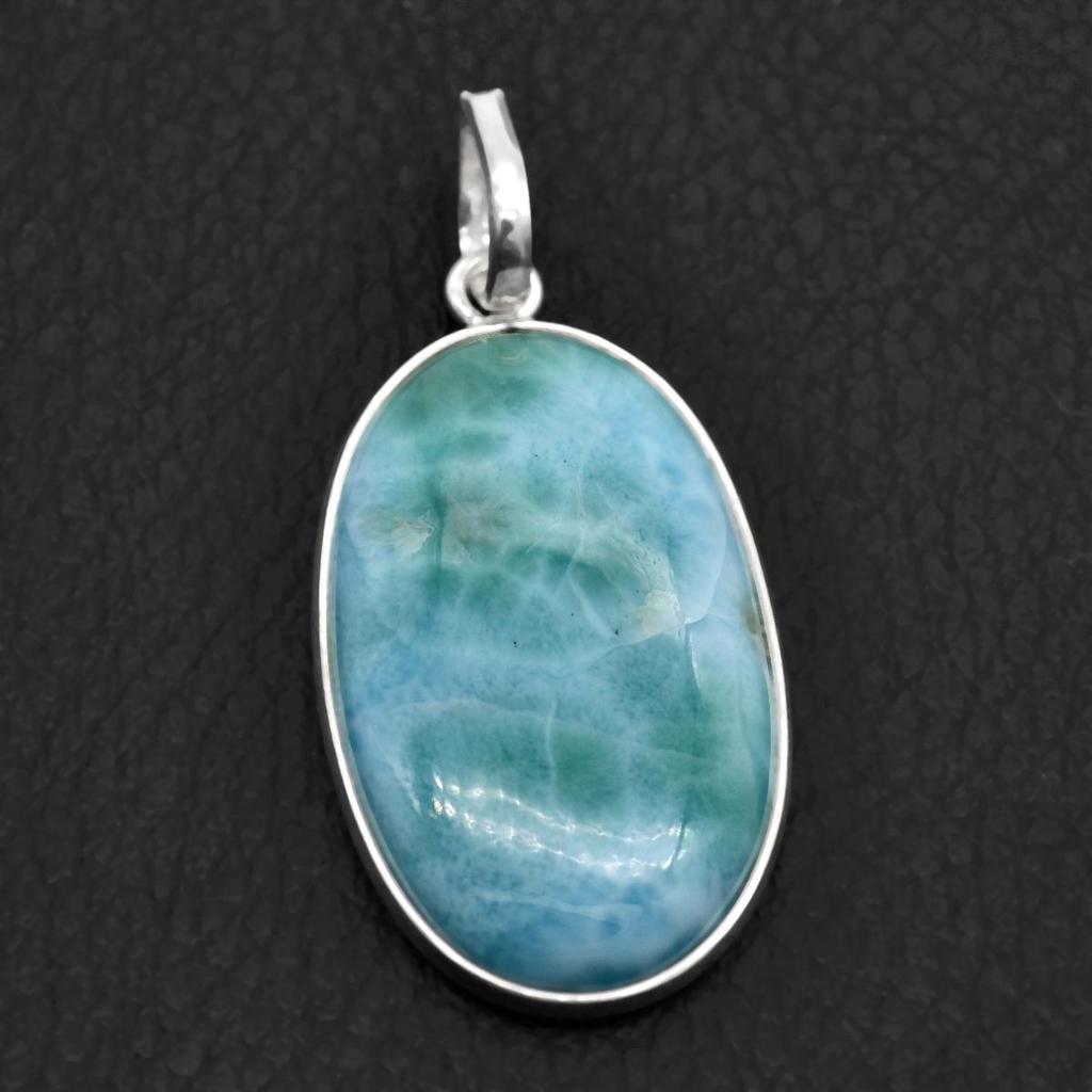 Natural Larimar Gemstone Women Pendant 925 Sterling Silver Handmade Solid Jewelry