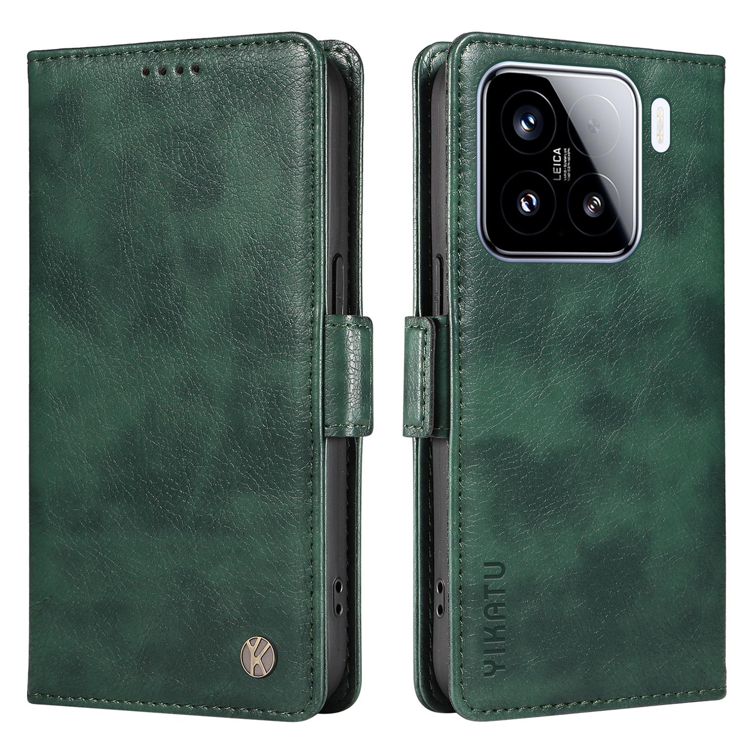 

YIKATU YK-007 для Xiaomi 15 чехол с боковой пряжкой PU кожаный чехол для телефона личи текстура E