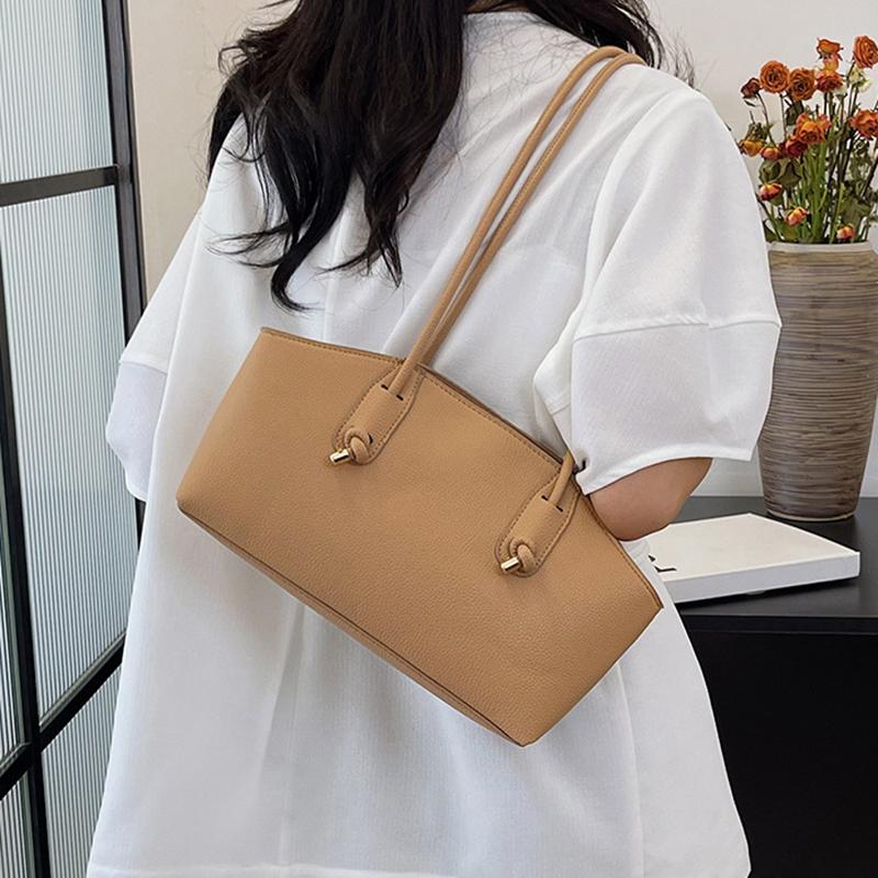 Monochromatic Feminine Large Capacity Shoulder Bag Commuting Tote Retro PU Leather Casual Feminine Bag New