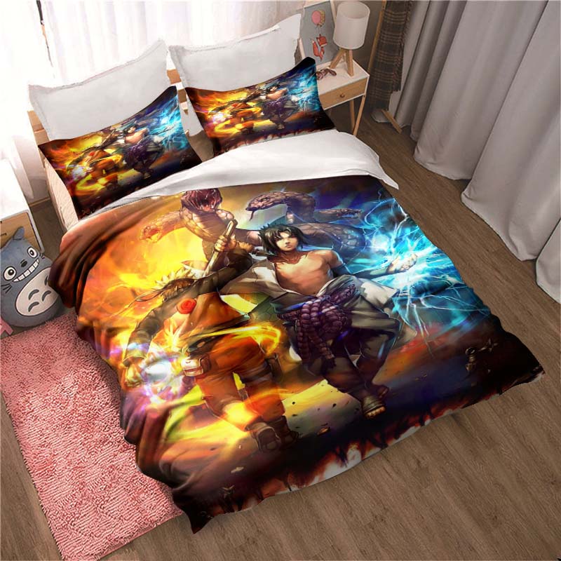 Uzumaki Naruto Japanese Manga Print Bedding Set – Duvet Cover Set – A Luxurious Gift for Teens, Suitable for Double/Single Beds
