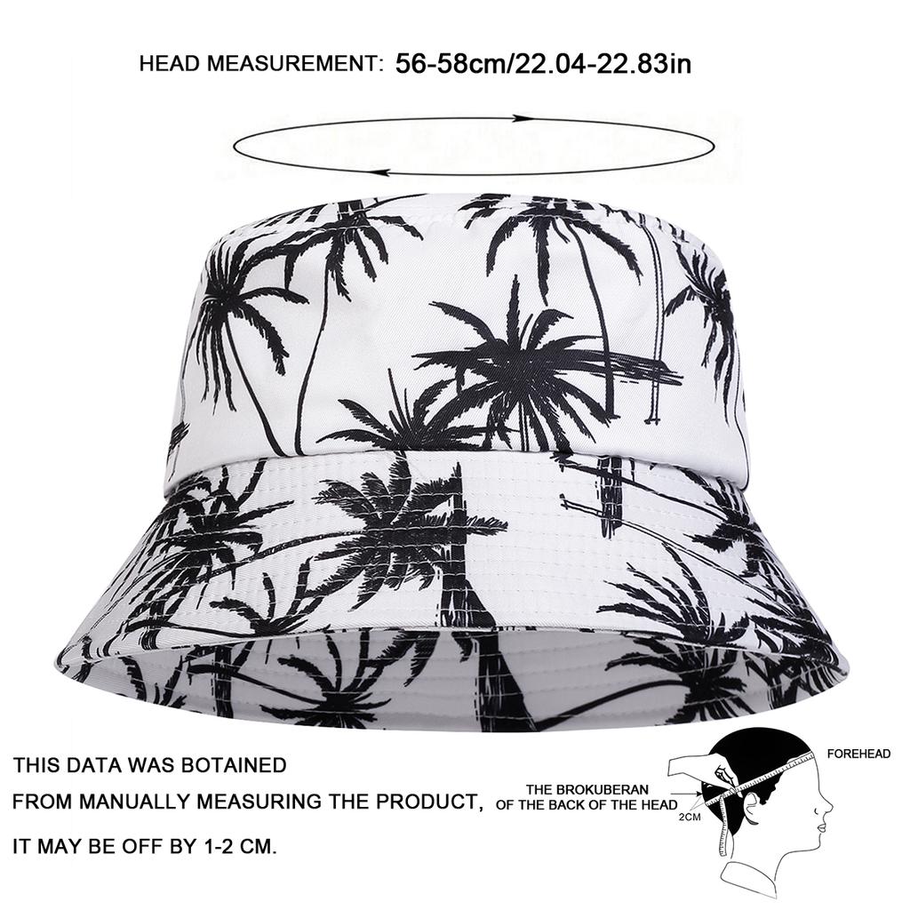 Unisex Coconut Tree Print Personality Bucket Hats Fishermen Caps Outdoor Casual Cap Sunscreen Hat