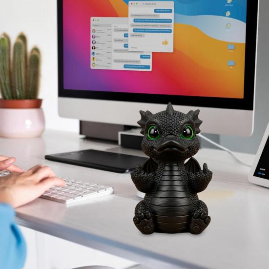 Dragon Duck Figurine Middle Finger Dragon Statue Desk Buddy Sassy Flip-off Duck Dragon Prank Gift