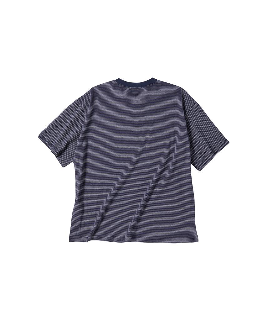 COMONINOZ Stripe Henly Neck T-Shirt [Navy]