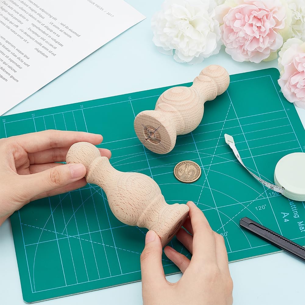 BENECREAT 2Pcs Unfinished Wood Finials 4.7x1.9 Inch Craft Finials Dowel Rod Finials Decorative Finials for Bed Post Vintage Curtain Rod Home Decor