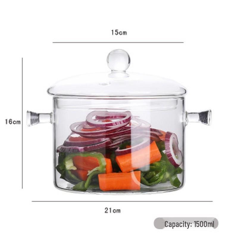 

Любовь к розовому Высокотемпературный жаропрочный суповой горшок из боросиликатного стекла с крышкой, двойной ручкой, большой вместимости. 1900 ml