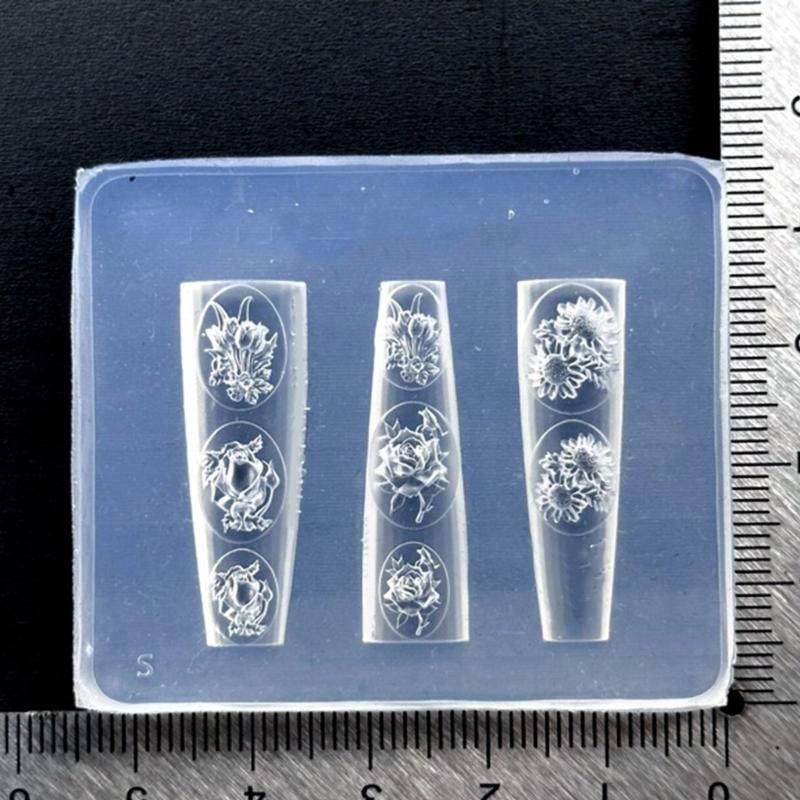 Flexible Silicone Crafting Mould With 3D Embossed Pattern For Nail Art Accessories And Resin Jewelry
