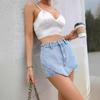 Dames Veelzijdige Broek met Hoge Taille, Casual Broek, Denim Rokbroek