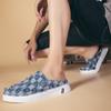 Large Size Canvas Semi-Drag Casual Shoes Half Shoes For Men Mules Backless Sandals Flat Board Shoes Loafers Slipper Man Slides