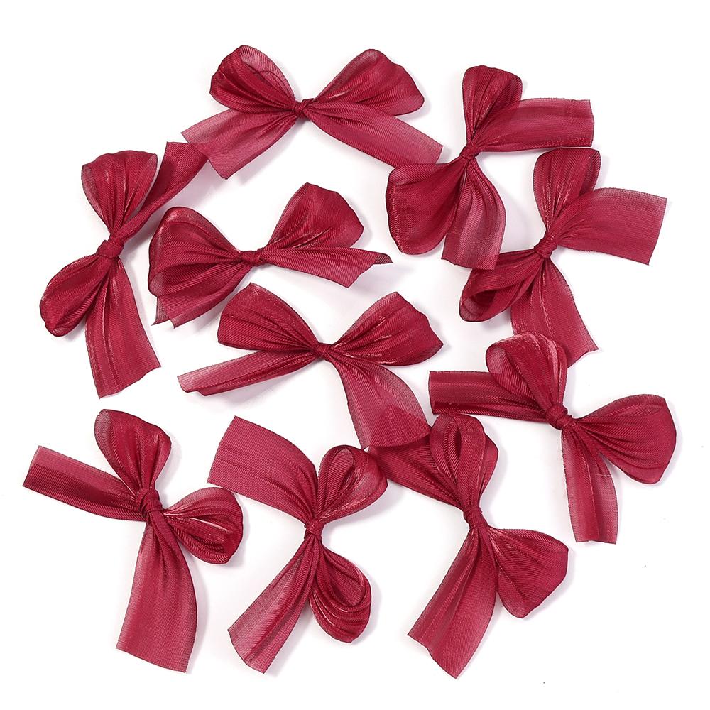 10pcs 4x5.5cm Pearlescent Satin Ribbon Bows Colorful Pleated Bowknots For DIY Wedding Party Clothing Headwear Gifts Decoration