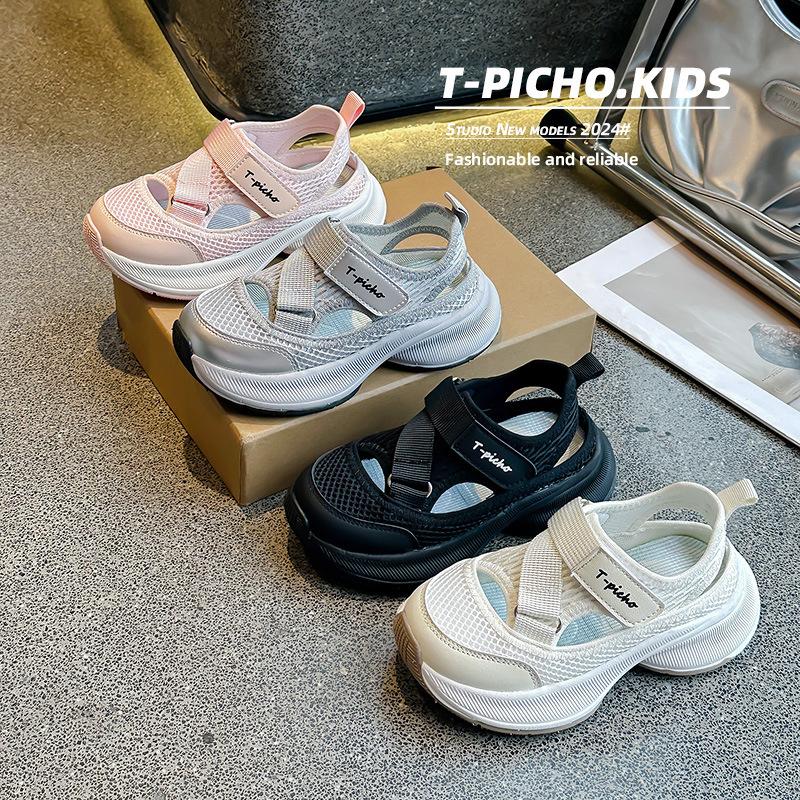 Boys Sports Sandals Summer Hollow Breathable Chunky Dad Shoes Korean Style Beach Sandals for Big Kids