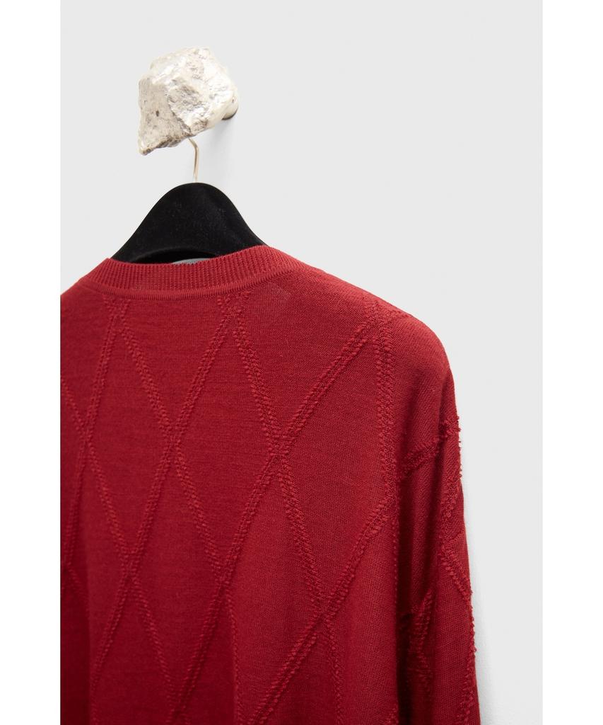 YOUTH Round Neck Textured Cardigan - Red