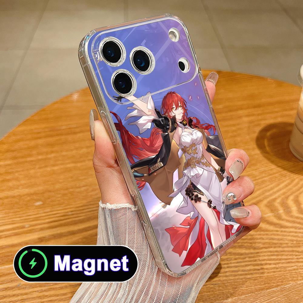 HSR Himeko Clear TPU Magsafe Mobile Phone Case for iPhone 17 16 15 14 13 12 11 Air Pro Max Plus Mini Colorful Cover