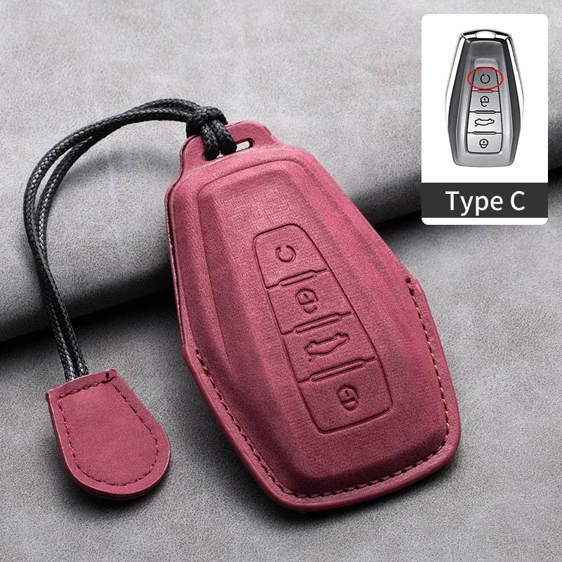 Leather Car Remote Key Case Cover for Geely for Geely Coolray X6 X7 EX7 Emgrand Global Hawk GX7 Kulrey GT GC9 Atlas Boyue NL3