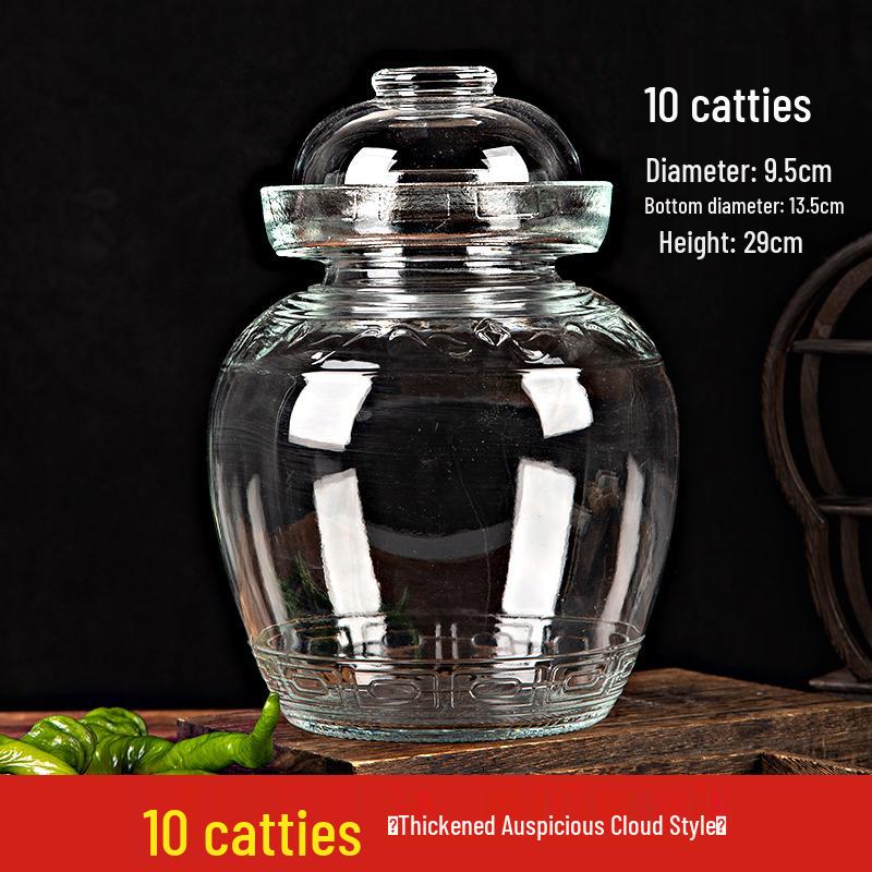 Verdicktes Glas-Gurkenglas mit Innendeckel für Sauerkraut, Kimchi und eingelegtes Gemüse