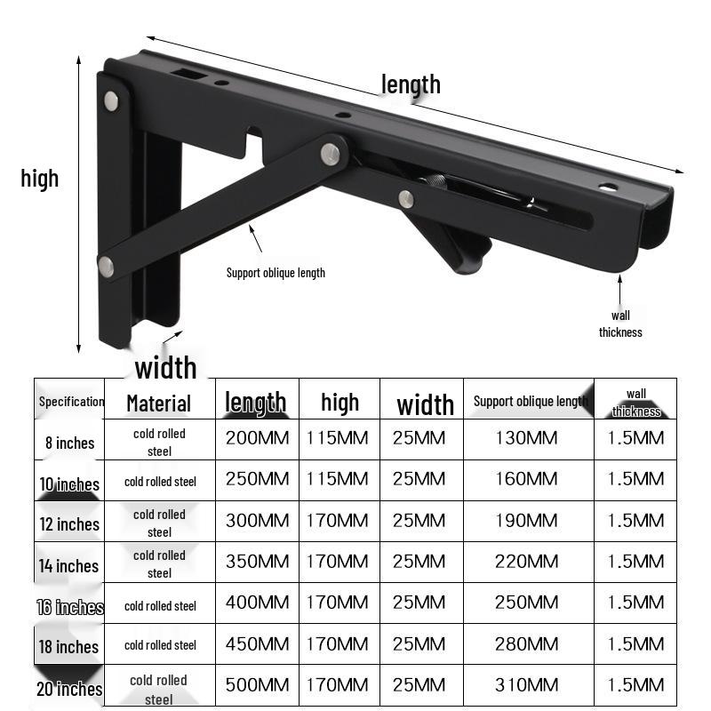 

Сверхпрочный складной треугольный настенный кронштейн из нержавеющей стали 16 inches (one piece)