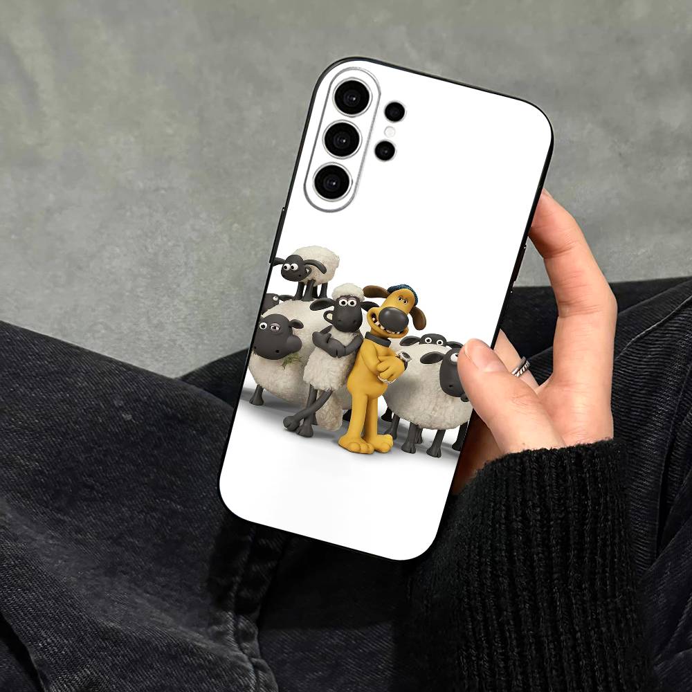 S-Shaun The Sheep  Phone Case For Samsung S25,S24,S21,S22,S23,S30,Ultra,S20,Plus,Fe,Note,10,9,5G Black Cover