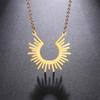 Cazador Rays of Sun Pendant Necklace for Women Half Circle Spiked Chocker Stainless Steel Jewelry Birthday Gift