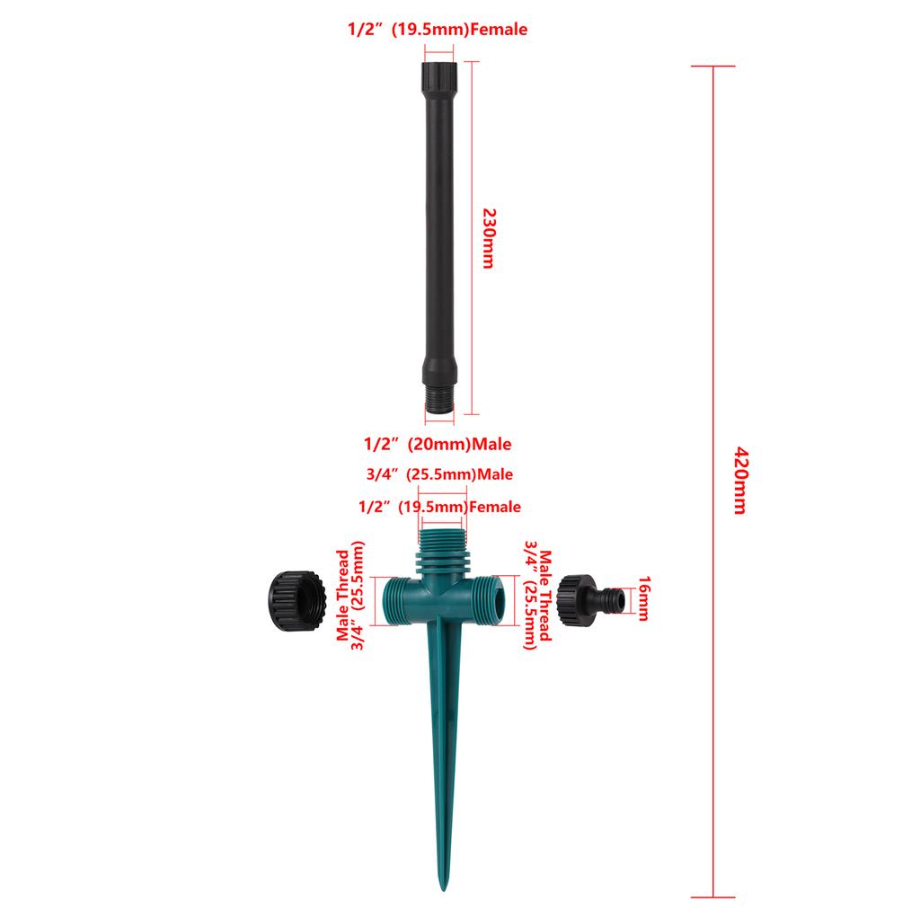 1/2" 3/4" Gewinde Garten Rasen Rotierende Bewässerungsregner Automatisch 360 Grad Landwirtschaft Schaukelregner Bewässerung Wasserdüse
